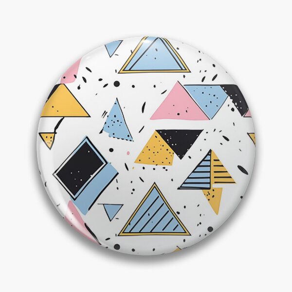 Item preview, Vibrant Harmony: Art Deco-Inspired Geometric Ensemble in Blue, Pink, and Yellow designed and sold by PaintbrushPlace.