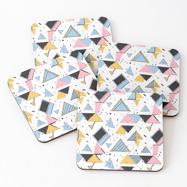 Item preview, Vibrant Harmony: Art Deco-Inspired Geometric Ensemble in Blue, Pink, and Yellow designed and sold by PaintbrushPlace.