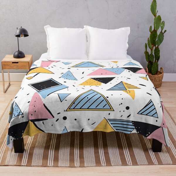 Item preview, Vibrant Harmony: Art Deco-Inspired Geometric Ensemble in Blue, Pink, and Yellow designed and sold by PaintbrushPlace.