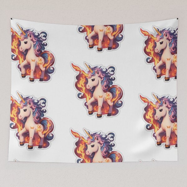 Item preview, cute unicorn on fire designed and sold by AP.