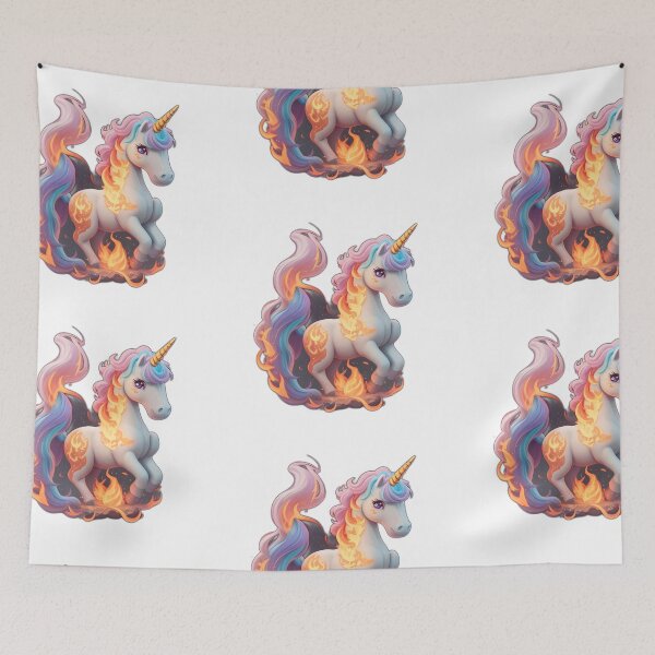 Item preview, cute unicorn on fire designed and sold by AP.