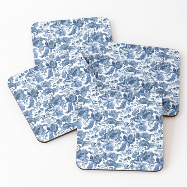 Item preview, Jacobean flower ramage watercolor designed and sold by Alessandro Remo Mazzoni Remotextiles.