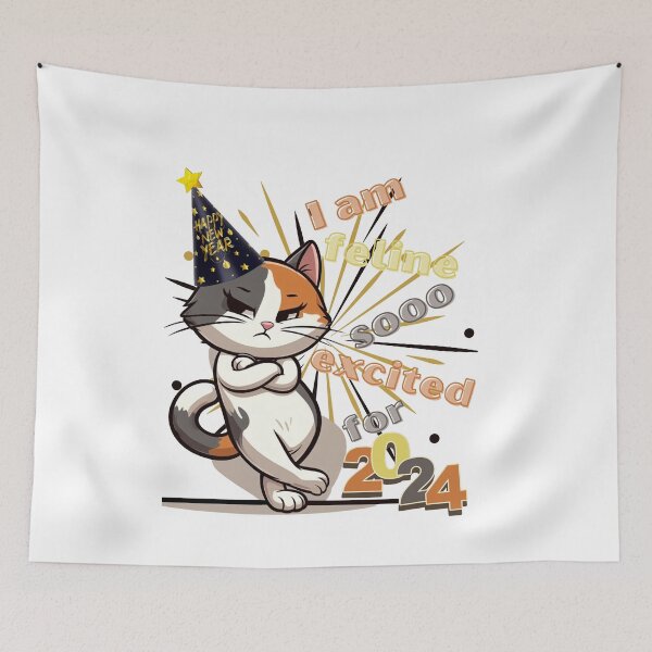 Item preview, I am feline sooo excited for 2024, happy new year designed and sold by Fr0mtheMachine.