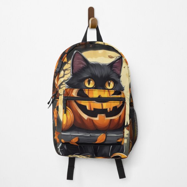 Item preview, Black Cat and The Moon, Bats and Pumpkin Scene Halloween 3 designed and sold by DeJuin.