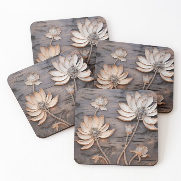 Item preview, Burned wood flower art print, burned wood designed and sold by dcrc.