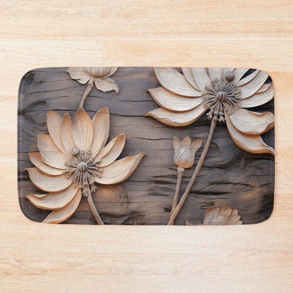 Item preview, Burned wood flower art print, burned wood designed and sold by dcrc.