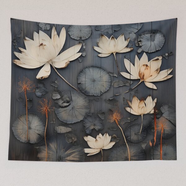 Item preview, burned wood flower art print designed and sold by dcrc.
