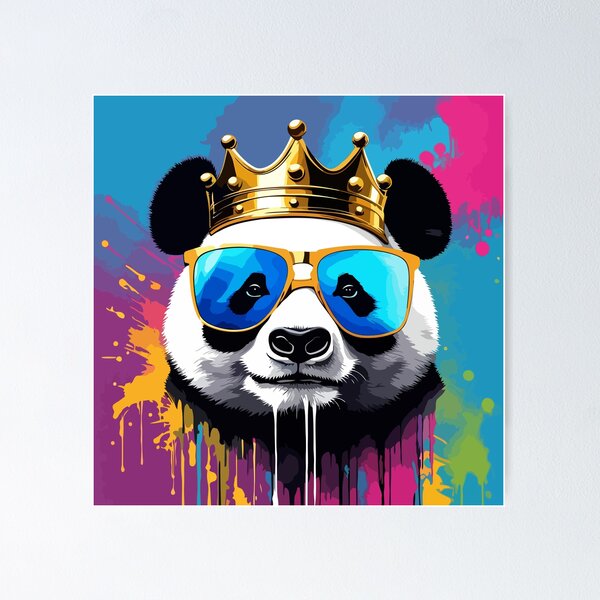 Item preview, Royal Panda Vibes: Colorful Crown & Shades designed and sold by javaoverride.