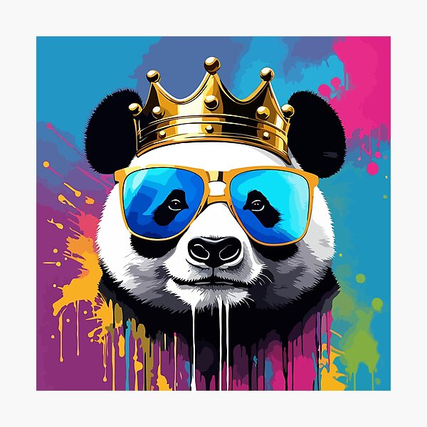 Artikelvorschau, Royal Panda Vibes: Bunte Krone und Sonnenbrillen entworfen und verkauft von javaoverride.
