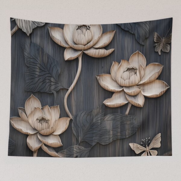 Item preview, burned wood flower art print designed and sold by dcrc.
