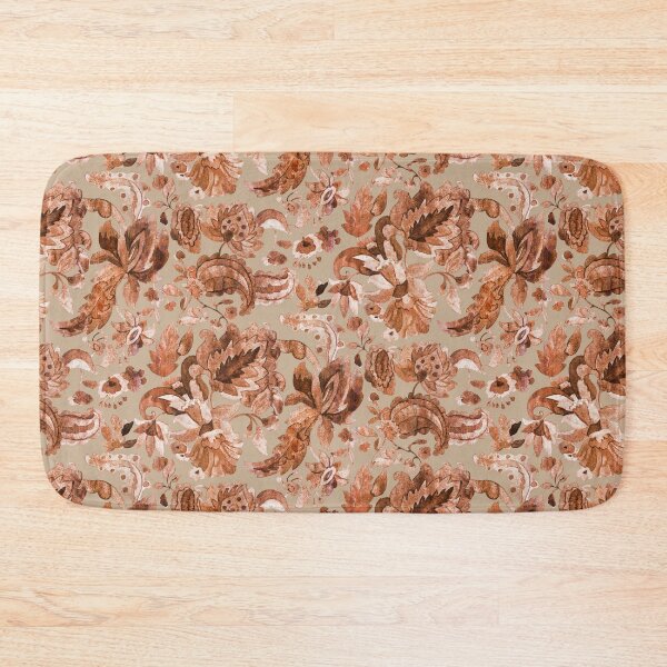 Item preview, Jacobean flower ramage watercolor autumn color designed and sold by Alessandro Remo Mazzoni Remotextiles.