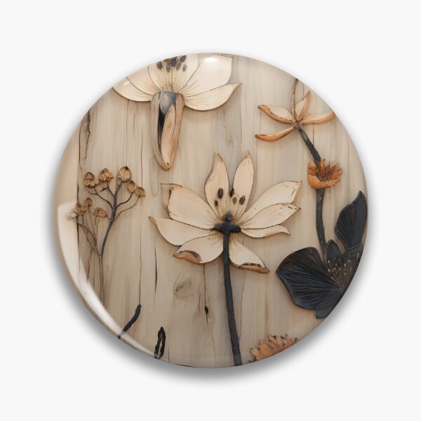 Item preview, burned wood flower art print designed and sold by dcrc.