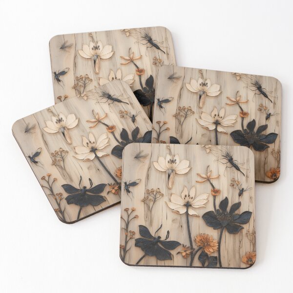 Item preview, burned wood flower art print designed and sold by dcrc.