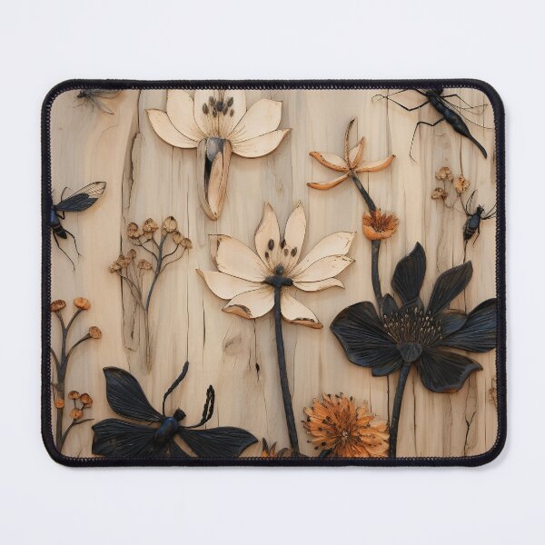 Item preview, burned wood flower art print designed and sold by dcrc.