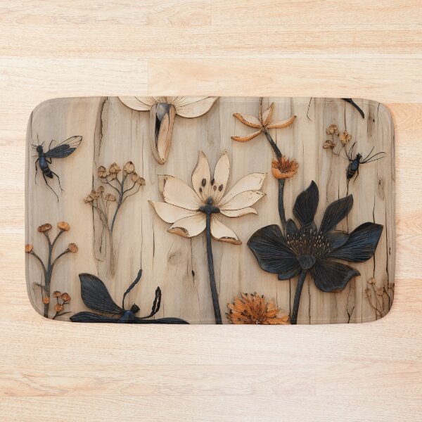 Item preview, burned wood flower art print designed and sold by dcrc.