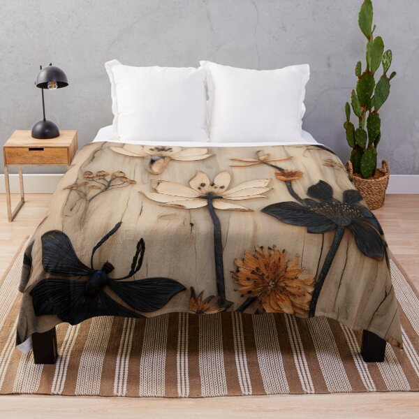 Item preview, burned wood flower art print designed and sold by dcrc.