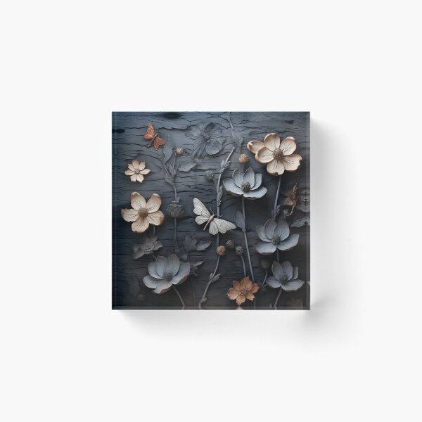Item preview, burned wood flower art print designed and sold by dcrc.