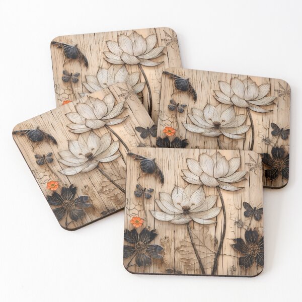 Item preview, burned wood flower art print designed and sold by dcrc.