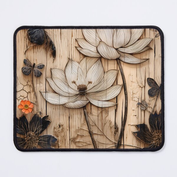 Item preview, burned wood flower art print designed and sold by dcrc.
