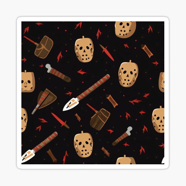Item preview,  A Friday the 13th weapons and mask pattern captivates designed and sold by StrawberryJolly.