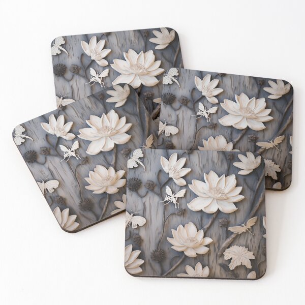 Item preview, burned wood flower art print designed and sold by dcrc.
