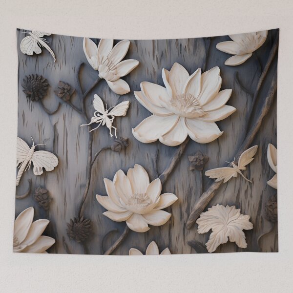 Item preview, burned wood flower art print designed and sold by dcrc.