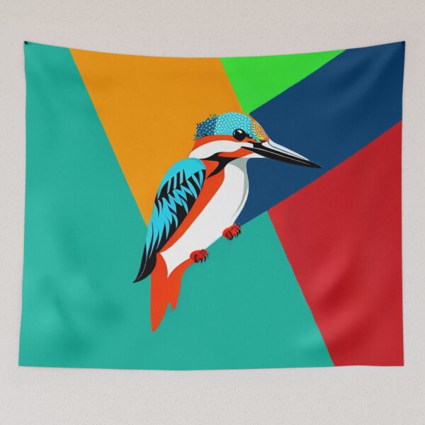 Item preview, Kingfisher bird pop art illustration vibrant designed and sold by Meena-tta.