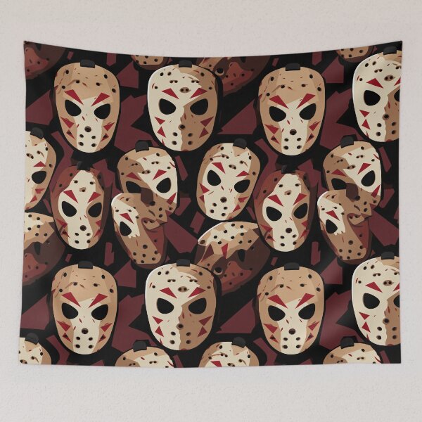 Item preview, A Friday the 13th grave of masks pattern intrigues designed and sold by StrawberryJolly.