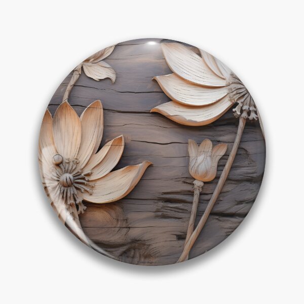 Item preview, Burned wood flower art print, burned wood designed and sold by dcrc.