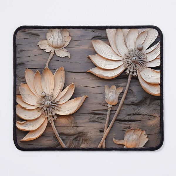 Item preview, Burned wood flower art print, burned wood designed and sold by dcrc.