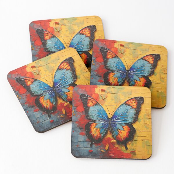 Item preview, Colorful acrylic textured butterfly art print designed and sold by dcrc.