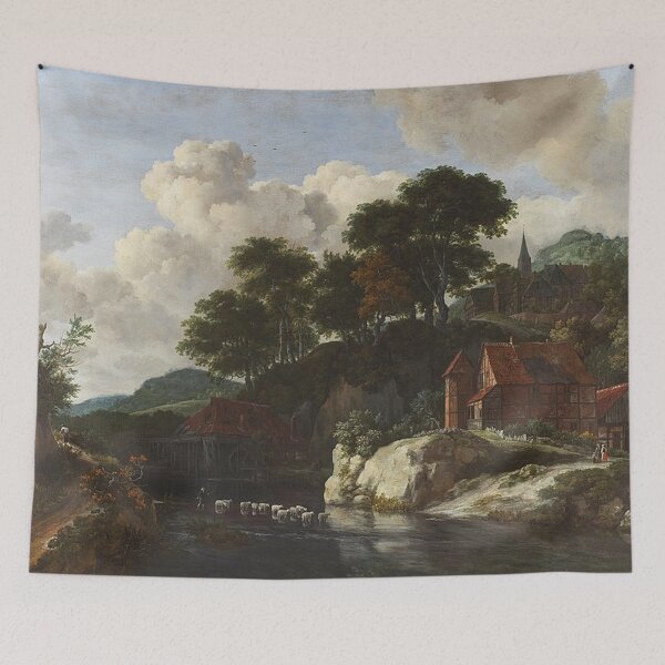 Item preview, Hilly Landscape with a Watermill designed and sold by tomorrowsart.