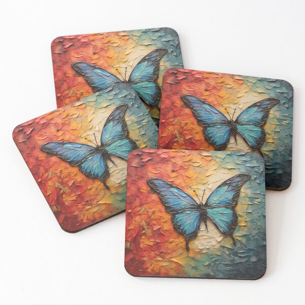 Item preview, colorful acrylic textured butterfly art print designed and sold by dcrc.