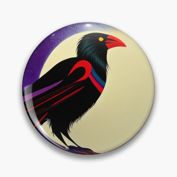 Item preview, Crow with full moon light pop art raven bird designed and sold by Meena-tta.