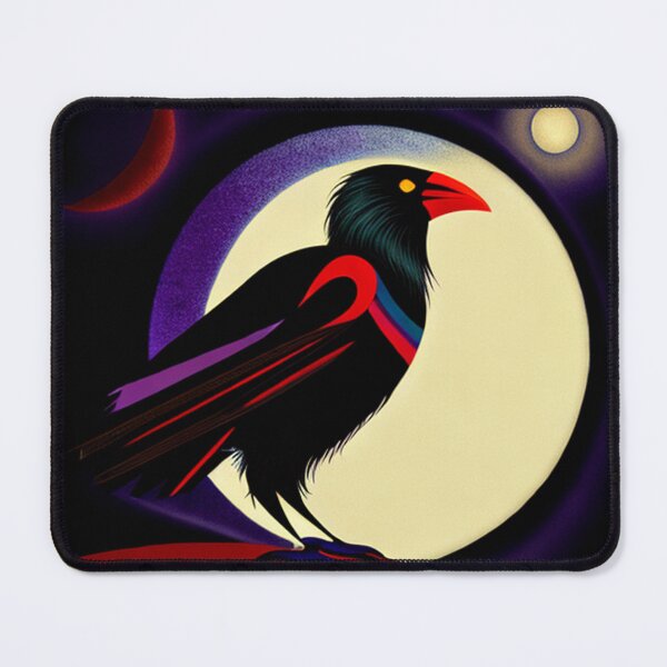 Item preview, Crow with full moon light pop art raven bird designed and sold by Meena-tta.