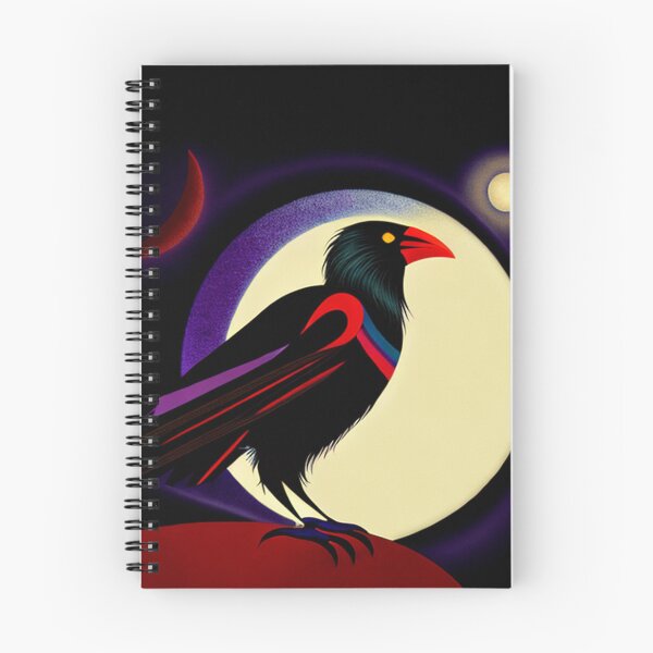 Item preview, Crow with full moon light pop art raven bird designed and sold by Meena-tta.