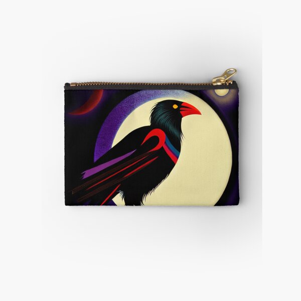 Item preview, Crow with full moon light pop art raven bird designed and sold by Meena-tta.