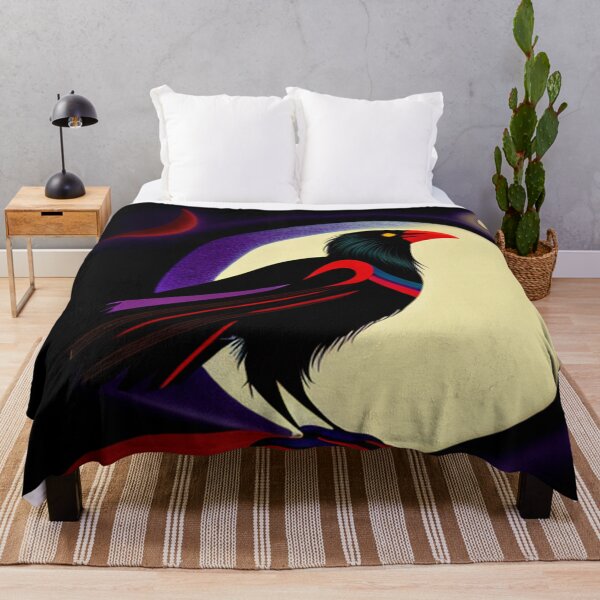 Item preview, Crow with full moon light pop art raven bird designed and sold by Meena-tta.