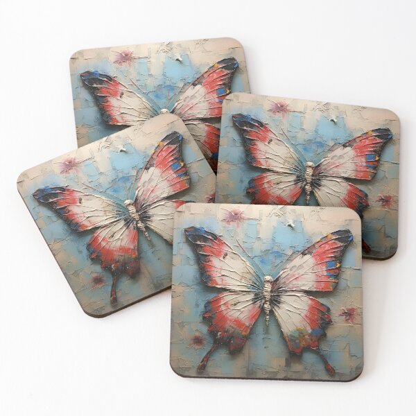 Item preview, colorful acrylic textured butterfly art print designed and sold by dcrc.