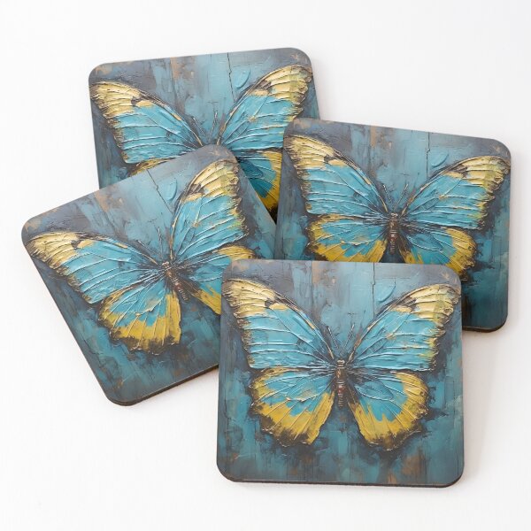 Item preview, colorful acrylic textured butterfly art print designed and sold by dcrc.