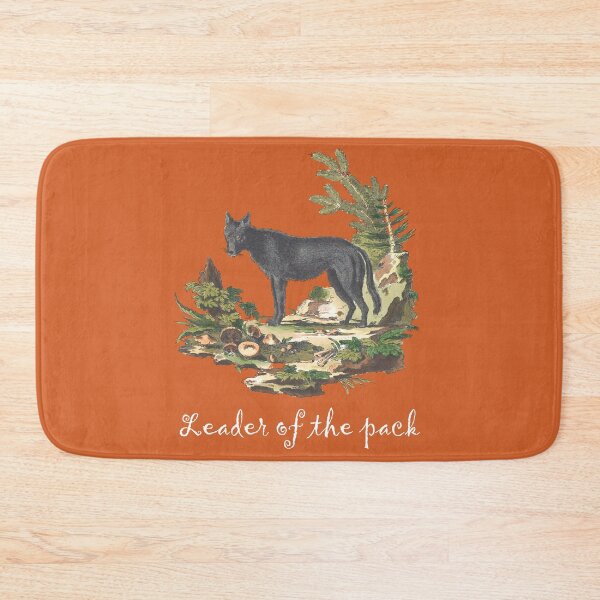 Item preview, Leader of the Pack Black Wolf in Clearing with Mushrooms Vintage Chromolithograph (white print) Animal Lover Gift designed and sold by ElegantTeaTime.