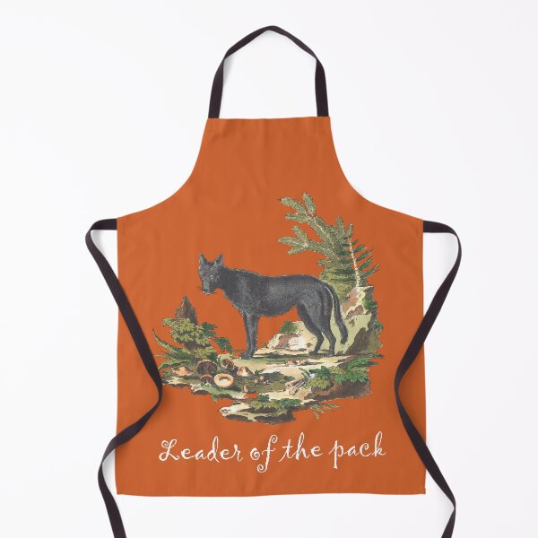 Item preview, Leader of the Pack Black Wolf in Clearing with Mushrooms Vintage Chromolithograph (white print) Animal Lover Gift designed and sold by ElegantTeaTime.