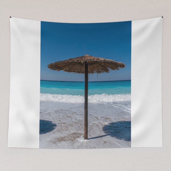 Item preview, A straw topped Beach Umbrella on Lefkada designed and sold by JoSowden.