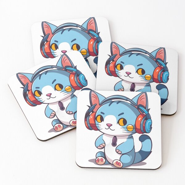 Item preview, Blue cat with headphone designed and sold by KorArtStudio.