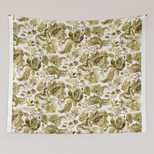 Item preview, Jacobean flower ramage watercolor designed and sold by Alessandro Remo Mazzoni Remotextiles.