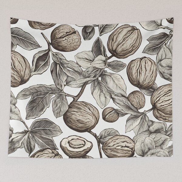 Item preview, Leaves and walnuts pattern in classic lithographic style designed and sold by twisted-dot.