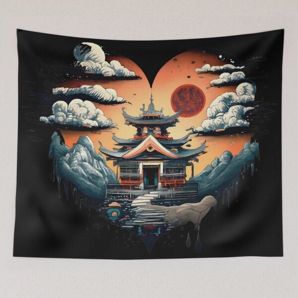 Item preview, Zen of Wudang: Intricate Japanese Ink Art with Heart Shape designed and sold by ratchawoot.