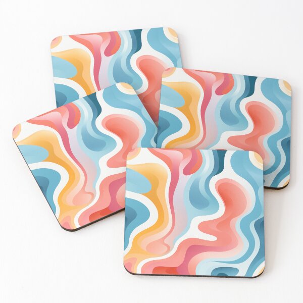 Item preview, Calm Blue Pink Orange Wave Pattern designed and sold by ToonBrunnette.