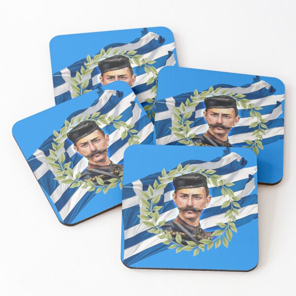 Item preview, Pavlos Melas in laurels wreath and greek flag designed and sold by Lefteris Betsis.