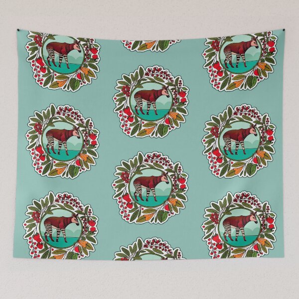 Item preview, cute okapi and berries designed and sold by The  Knick Knack Nook.
